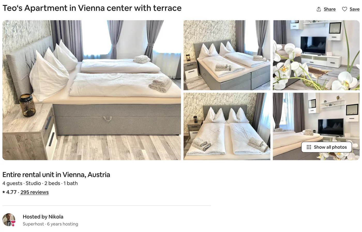 Teo: the Airbnb listing before Crossa Homes